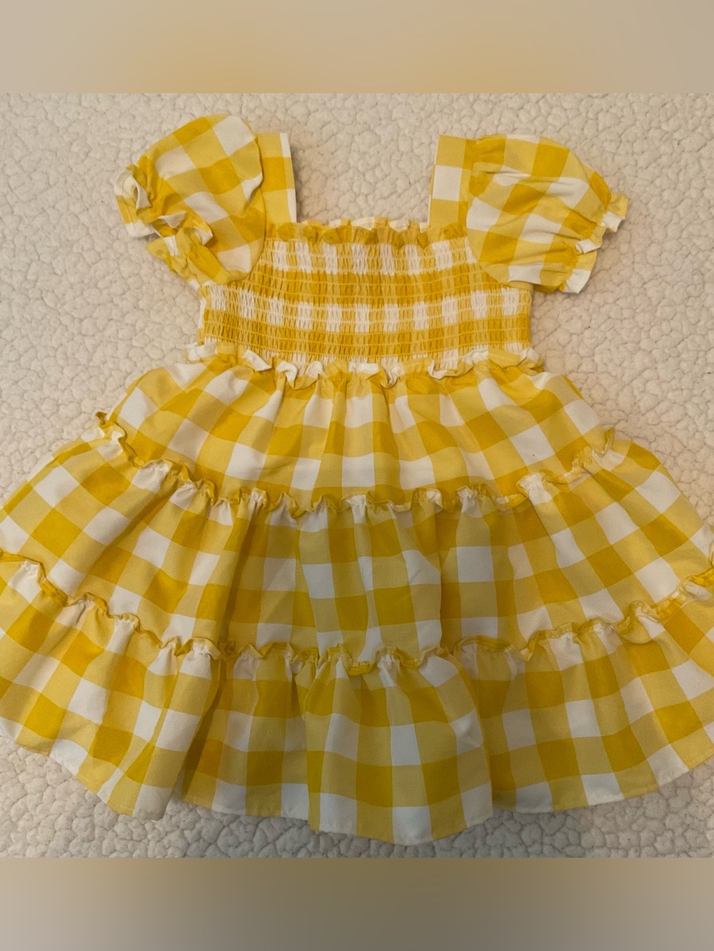Good Lad Yellow and White Gingham Smocked Dress